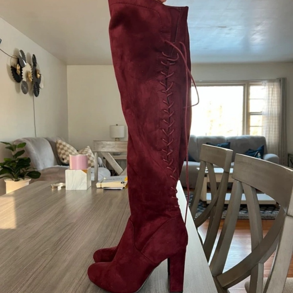 TOP Moda Burgundy Over-the-Knee Boots